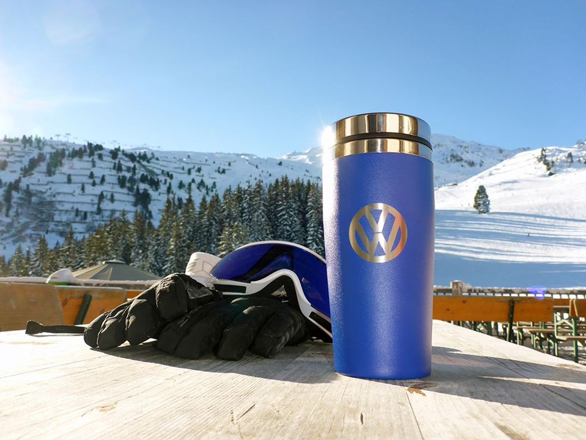 Volkswagen VW Stainless Steel Insulated Tumbler, double-walled, 450ml in Gift Box - Logo/Blue