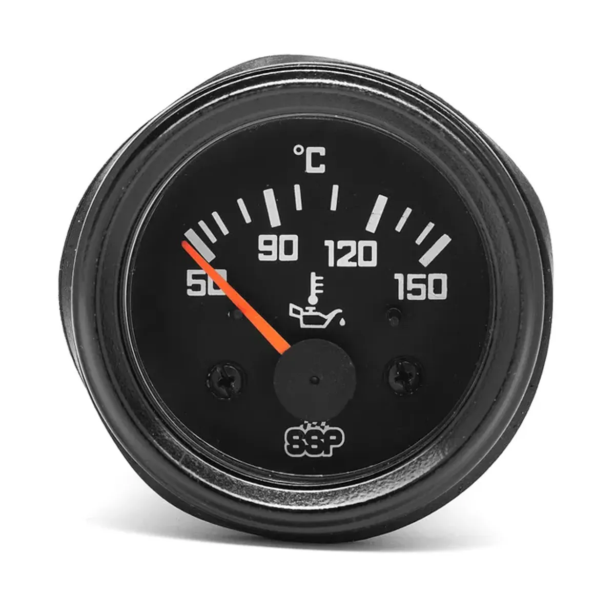 SSP oljetemperaturmåler – svart kant, 52 mm (50–150 °C)