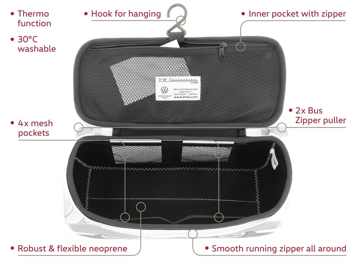 VW T1 Bulli Buss 3D Neopren Universalbag – Large - Rød/Svart