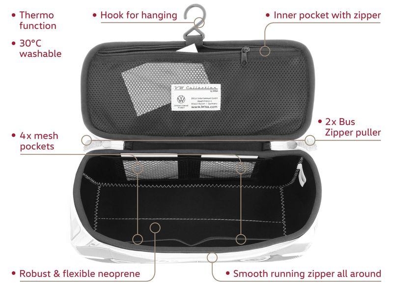 VW T1 Bulli Buss 3D Neopren Universalbag – Large - Rød/Svart